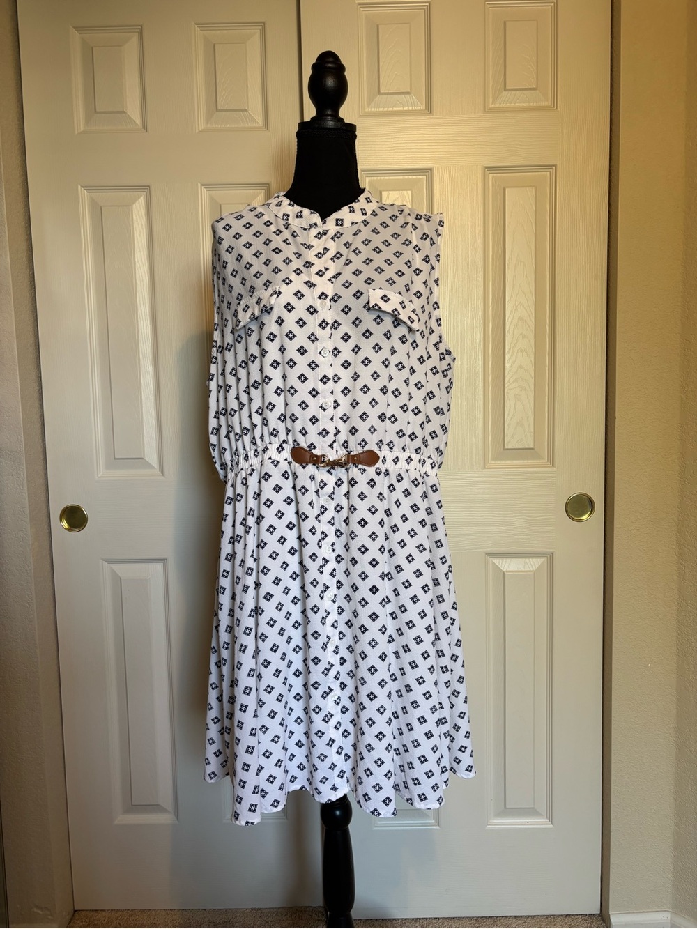 Always Indigo Geometric Shirt Dress size 3X